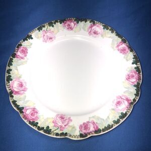 Vintage Hohenzollern Germany Wittelsbach 9”  Plate Pink Roses Floral  Golden Edg